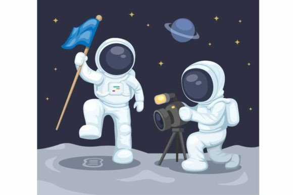Download Astronaut Take Photo on Moon Vector - Premium Resources