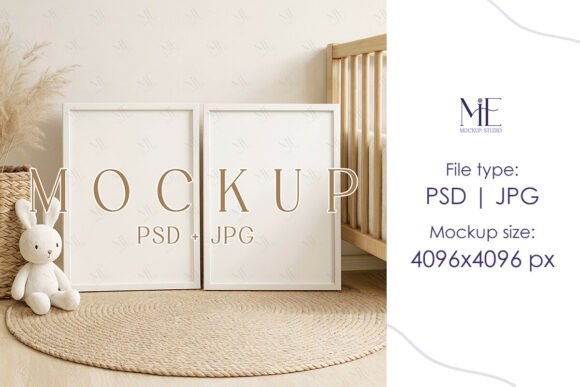 Download Nursery Frame Mockup, Wood Poster A3 PSD - Nursery frame Collection
