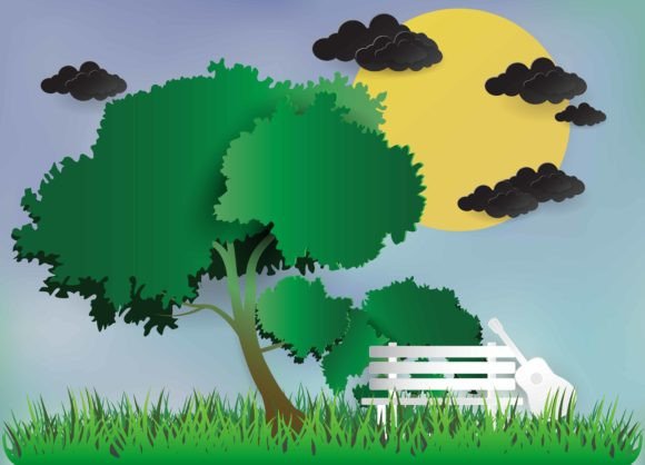 Download Beautiful Tree and Moon View Art Picture - Premium Resources