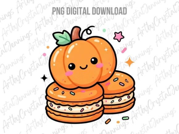 Download Cute Kawaii Pumpkin Macarons PNG - Pumpkin Collection