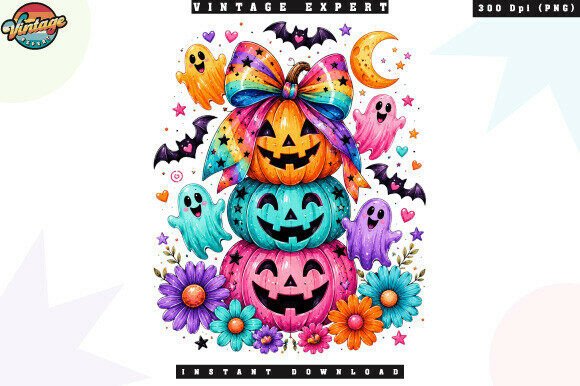 Download Rainbow Bow Halloween Pumpkin Stack PNG - Pumpkin Collection